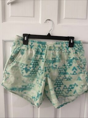 Columbia Light Aqua Geometric Women’s Elastic-Waist Shorts